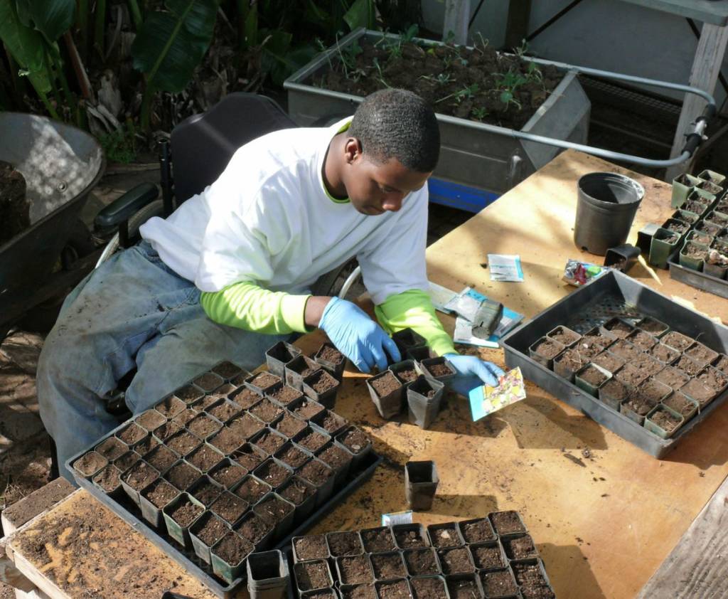 Apprentice working from his wheelchair